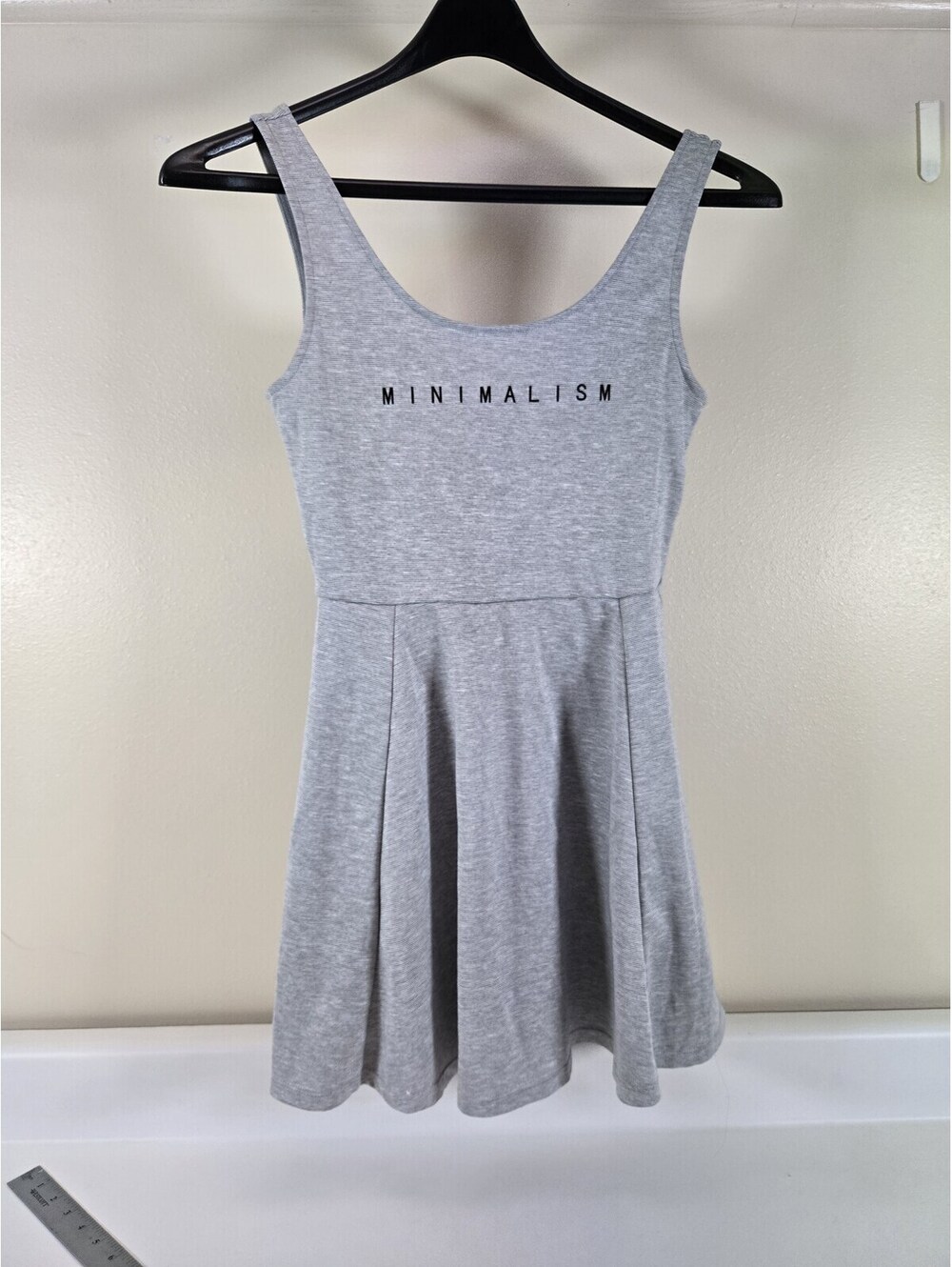 Divided Minimalism Tee Skater Dress Gray Jersey Knit womens size 8
